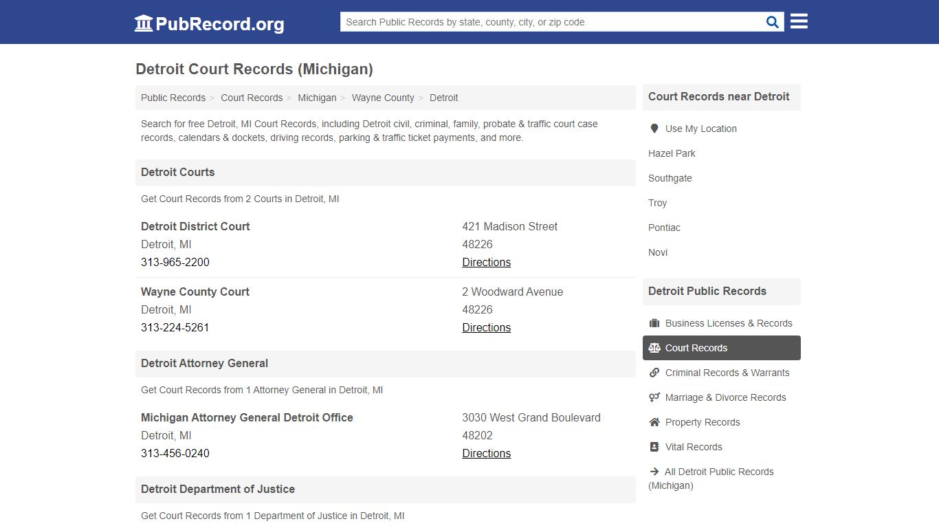 Free Detroit Court Records (Michigan Court Records) - PubRecord.org